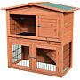 Pawhut 2 Tier Rabbit Hutch Guinea Pig Hutch Ferret Cage With Ramp Slide Out Tray For 100.5 X 55 X 101 Cm