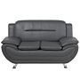 2 Seater Sofa Grey Faux Leather Pillow Top Arms