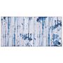 Area Rug Carpet Beige And Blue Polyester Fabric Abstract Distressed Pattern Rubber Coated Bottom 80 X 150 Cm