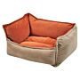 Pet Bed Orange Beige Polyester 50 X 35 Cm Reversible Velvet Rectangular Dog Cat Soft Cuddler Cushion