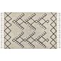 Area Rug Beige And Black Cotton 160 X 230 Cm Rectangular With Tassels Geometric Pattern