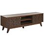 Tv Stand Dark Wood Entertainment Unit Mdf Sablon Printed Door Cable Management