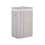 Storage Basket Light Grey Bamboo With Lid Laundry Bin Boho Practical Accessories