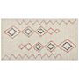 Rug Beige Cotton 80 X 150 Cm Geometric Pattern Hand Tufted Flatweave