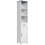 Kleankin Tall Bathroom Storage Cabinet With 3 Tier Shelf, Cupboard, Drawer, Door, Freestanding Linen Tower, Slim Side Organizer, White