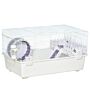 Pawhut Two-tier Hamster Cage Gerbil Haven Multi-storey Rodent House Small Animal Habitat With Water Bottle, Excise Wheel, Ladder, White