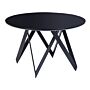 Round Dining Table Black Mdf Glossy Tabletop Metal Steel Base Legs 120 Cm 4 Seater Kitchen Furniture