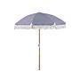 Garden Parasol Black And White Fabric Beech Wood Pole ⌀ 150 Cm Round Retro Garden Outdoor Umbrella Tilting Uv Resistant