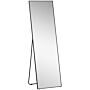 Homcom Full Length Dressing Mirror, Floor Standing Or Wall Hanging, Aluminum Alloy Framed Full Body Mirror, Black