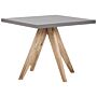 Outdoor Dining Table Grey Concrete Tabletop Light Wooden Legs Acacia 4 People Capacity Square 90 X 90 Cm