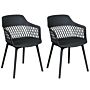 Set Of 2 Dining Chairs Black Synthetic Seat Black Legs Minimalist Design Backrest