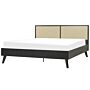 Panel Bed Black Rattan Particle Board Eu Super King Size 6ft Slatted Frame Bed Base Braided Headboard