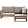 Garden Corner Sofa Dark Wood And Taupe Acacia Wood Outdoor 2 Seater With Cushions Modern Design Beliani