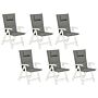 Set Of 6 Garden Chair Cushion Grey Polyester Seat Backrest Pad Modern Design Outdoor Pad