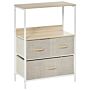 Homcom Chest Of Drawers Bedroom Unit Storage Cabinet With 3 Fabric Bins, Bedroom And Entryway, White