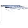 Vidaxl Manual Retractable Awning With Posts 3x2.5 M Blue And White