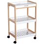 Homcom 3-tier Mobile Kitchen Trolley Cart Storage Shelves Rack Rolling Wheels White 46 X 35 X 74.5 Cm