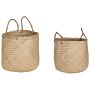 Set Of 2 Baskets Natural Seagrass With Handles Handwoven Home