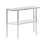 Console Table White Silver Tempered Glass Steel 100 X 33 Cm Marble Effect