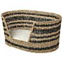 Pet Basket Natural Black Seagrass 65 X 44 Cm With Cotton Cushion Bed For Cat Dog