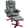 Homcom Faux Leather Manual Recliner And Footstool Set - Grey