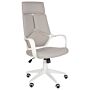 Office Chair Taupe And White Fabric Swivel Desk Computer Adjustable Seat Reclining Backrest Beliani