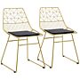 Homcom Luxurious Dining Chairs Set Of 2, Metal Wire Kitchen Chair With Removable Velvet-feel Cushion, Cut-out Back And Steel Frame