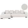 Right Hand Corner Sofa Off-white Corduroy L-shaped 4 Seater Jumbo Cord With Throw Pillows