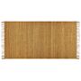 Area Rug Mustard Jute 80 X 150 Cm Tassels Handwoven