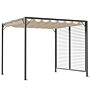 Outsunny 2.8m X 3m Retractable Metal Frame Outdoor Garden Pergola Beige