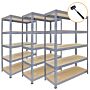 3 X Q-rax Grey Metal Racking Units 90 X 50 X 180cm