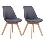 Set Of 2 Dining Chairs Graphite Grey Upholstery Seat Sleek Wooden Legs