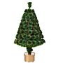 Homcom 3ft Prelit Christmas Tree Artificial Fiber Optic Led Light Holiday Home Xmas Decoration Table Decor With Multi-color Lights, Green