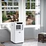 Homcom 10000 Btu Mobile Portable Air Conditioner Cooling Dehumidifying Ventilating Ac Unit W/ Remote Controller, Led Display, Timer, White