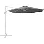 Garden Sun Parasol Dark Grey Canopy White Steel Pole 240 Cm Weather Resistant Cantilever With Crank Mechanism