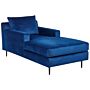 Chaise Lounge Navy Blue Velvet Upholstery Armrests Cushion Backrest Modern Design Symmetrical