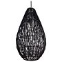 Pendant Hanging Lamp Black Cotton Rope Cage Shade Japandi Natural Style