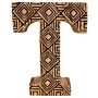 Hand Carved Wooden Geometric Letter T