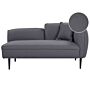 Chaise Lounge Dark Grey Boucle Fabric Metal Legs Right Hand With Cushion