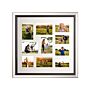 Multi Photo Frame Silver Glass Plastic 69 X 69 Cm Mirrored For 10 Pictures 14x9 Cm 12x17 Cm 12x12 Cm Collage Aperture