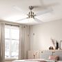 Homcom Ceiling Fan With Led Light, Flush Mount Ceiling Fan Lights With Reversible Blades, Pull-chain, Silver And Natural Tone