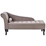 Left Hand Chaise Lounge Taupe Velvet Upholstery Black Legs Storage Compartment Tufted Seat Bolster Cushion