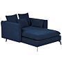 Chaise Lounge Blue Polyester Fabric Upholstery Armrests Cushion Backrest Modern Design Symmetrical