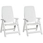 Outsunny Set Of 2 Folding Plastic Dining Chairs With 4-position Backrest, Reclining Armchairs For Indoor & Outdoor Events, White