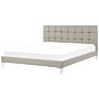 Bed Frame Grey Pu Upholstery Eu Double Size 4ft6 With Sprung Slatted Base And Button-tufted Headboard