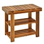 Homcom Acacia Wood Shoe Bench, 3-tier Shoe Storage Rack, Hallway Organizer Shelf, 50 X 28 X 45 Cm, Teak