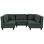 Modular Sofa Dark Green Fabric Upholstered U-shaped 5 Seater With Ottoman Cushioned Backrest