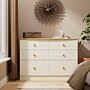 Warwick 6 Drawer Midi Chest In Cream Ash & Modern Oak