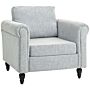 Homcom Vintage Accent Chair, Upholstered Occasional Chair With Back Pillow, Rolled Arms, Rubber Wood Legs, Light Grey