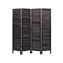 Room Divider Dark Brown Wood Paulownia Plywood 4 Panels Folding Decorative Screen Partition Traditional Design